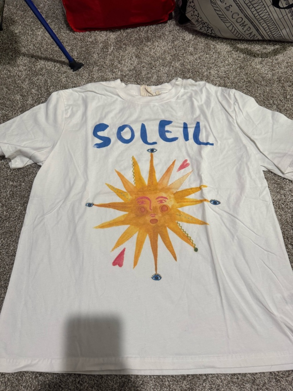 MAKU The Label Soleil Sun Graphic Tee - White with Yellow & Blue Small
